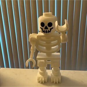 Building Brick Style Giant White Skeleton Minifigure Decor